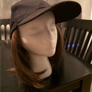 Stylish Black Cap with Brown Wig One piece Medium
